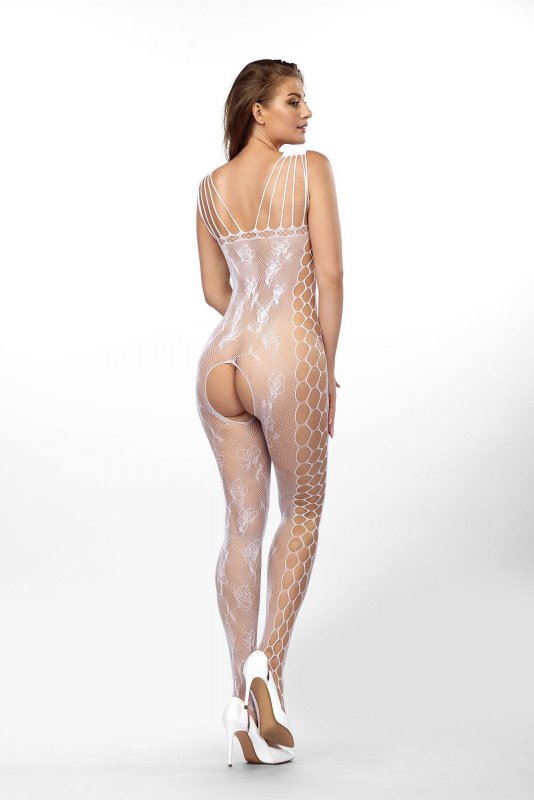 Seksowne ażurowe bodystocking z dziurką S/M