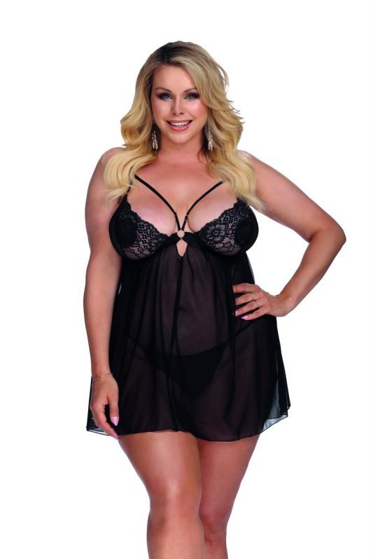 Skylee black chemise L+ (XL/XXL) czarna halka