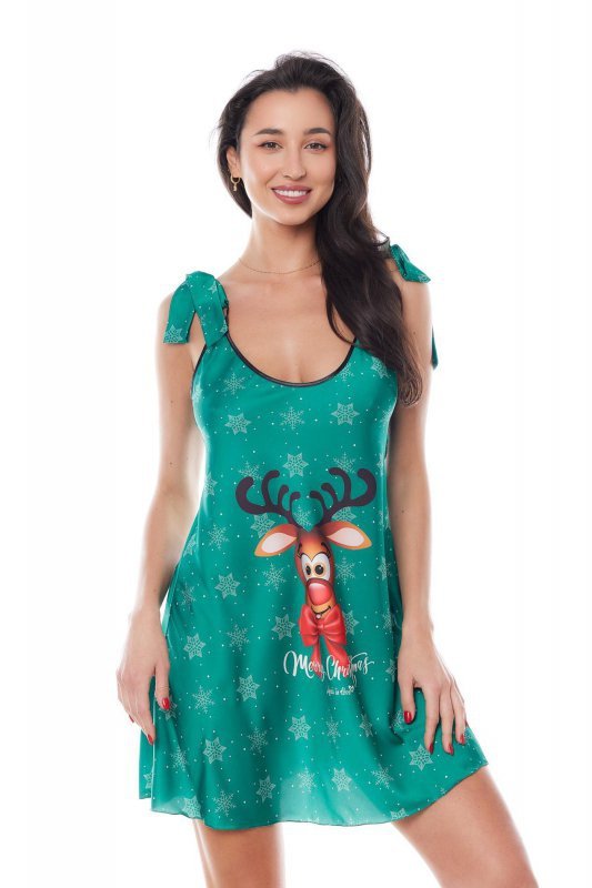 Damska halka koszulka Aster Chemise X-mas z reniferem zielona XXL/XXXL