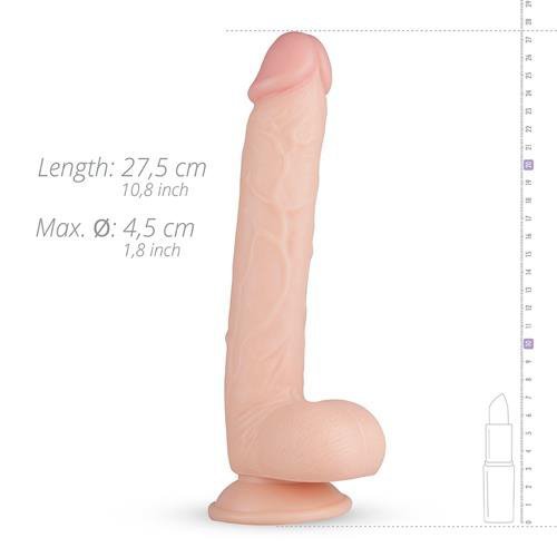 Duże żylaste dildo z jądrami na przyssawce penetrator 27,5 cm