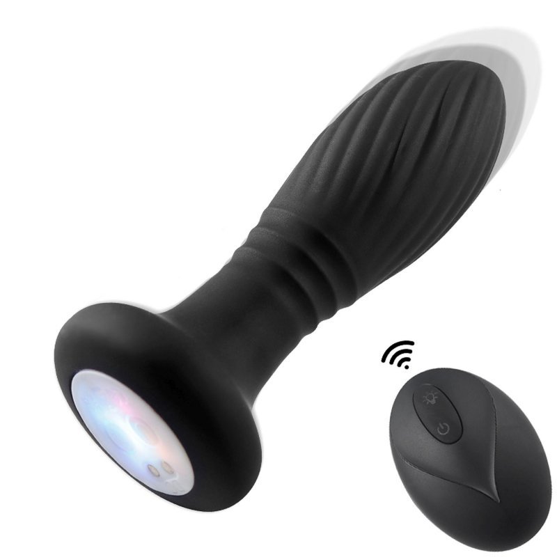 Świecący korek analny z pilotem Lighting anal plug black
