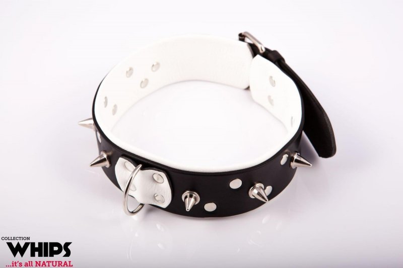 Whips obroża bdsm męska ze smyczą, biała