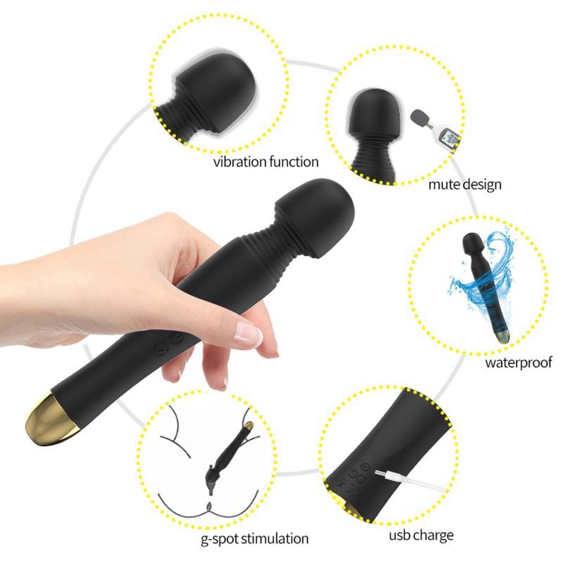 Stymulator silicone massager black usb 6 vibration