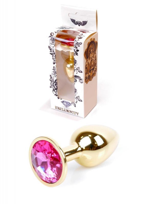 Korek analny z diamentem Jewellery Gold PLUG- Pink