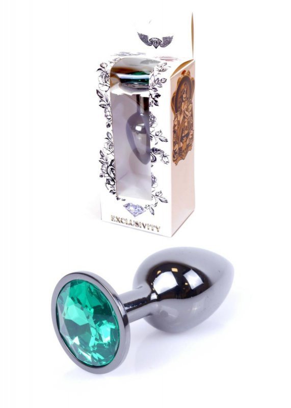 Korek analny z kryształem Jewellery Dark Silver PLUG- Green