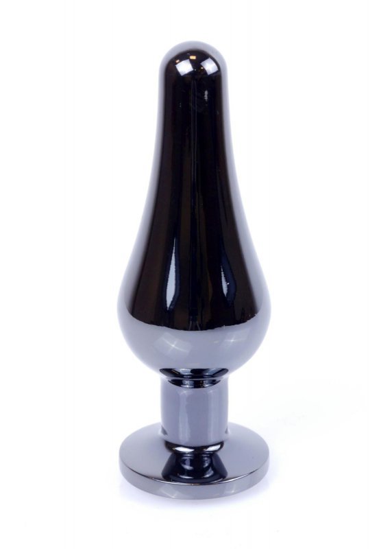 Szary korek analny z diamentem Jewellery Dark Silver BUTT PLUG- Purple