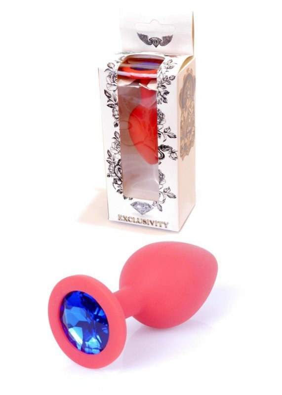 Silikonowy korek analny diament Jewellery Red Medium- Blue Diamond
