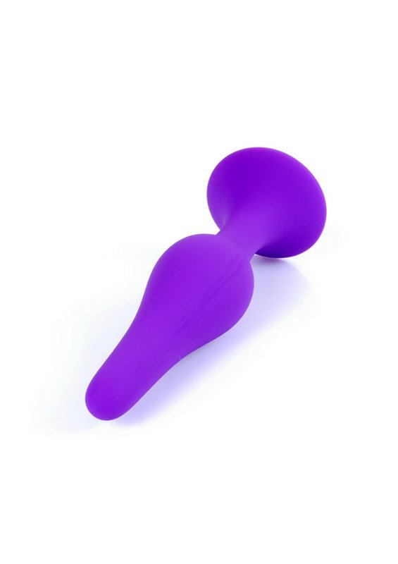 Krótki korek analny łezka zatyczka plug na przyssawce fiolet