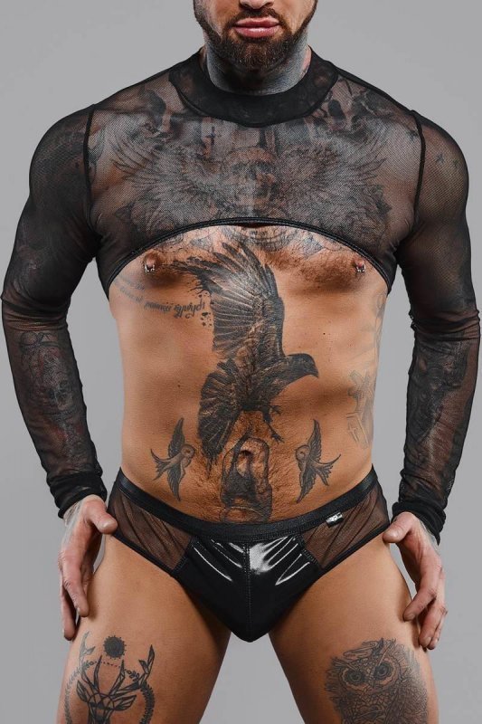 Męski krótki top chippendales z długimi rękawami - XL