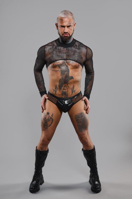 Męski krótki top chippendales z długimi rękawami - XL