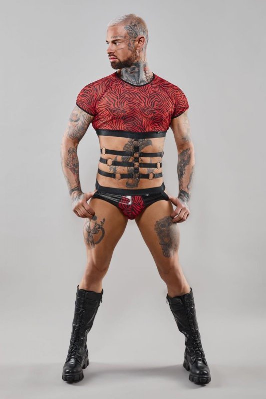 Męski krótki top chippendales z krótkimi rękawami - S
