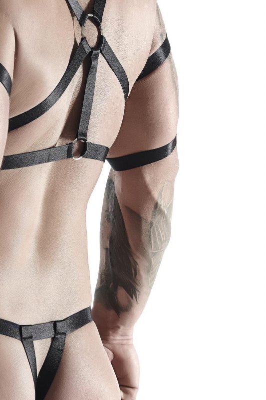 Męski komplet z gumy: t-shirt z ozdobami z tyłu i przodu, 2 pack stringi XXL/XXXL