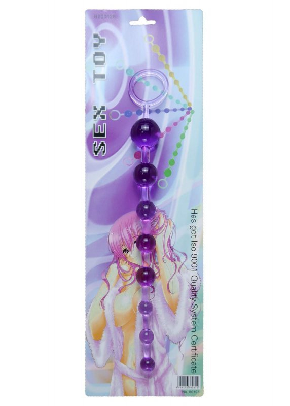 Żelowe kulki analne sonda łańcuszek do anusa fioletowe 29 cm