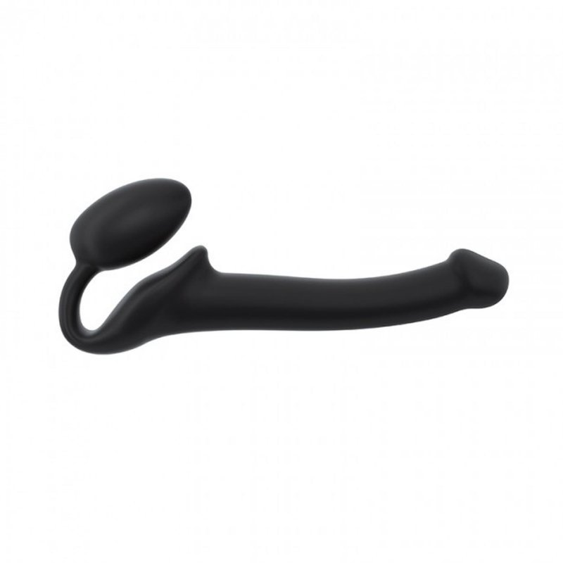 Dopochwowy Strapon dildo jajeczko podwójna przyjemność czarny 17 cm