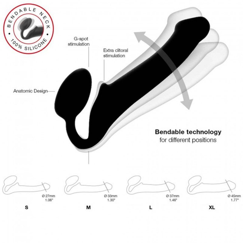 Dopochwowy Strapon dildo jajeczko podwójna przyjemność czarny 17 cm