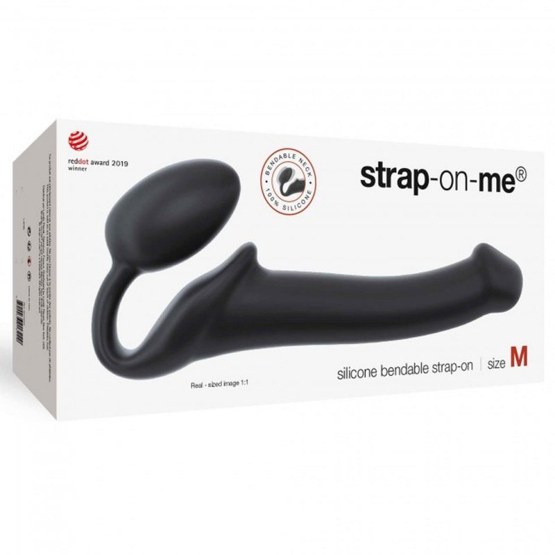 Dopochwowy Strapon dildo jajeczko podwójna przyjemność czarny 18 cm