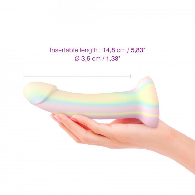 Nietuzinkowy penis dildo o mieniących się kolorach  15 cm
