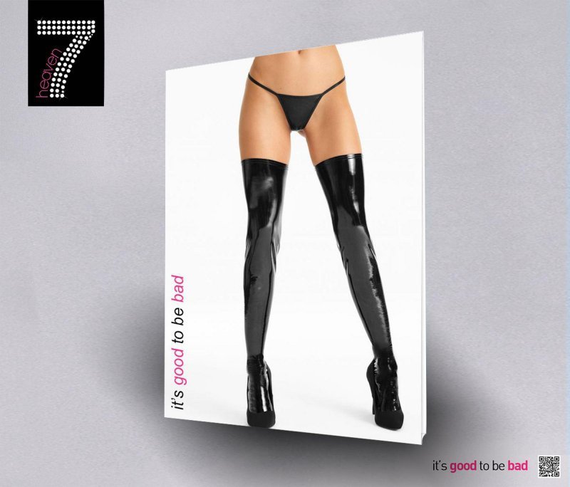 Seksowne gładkie czarne pończochy wetlook L/XL