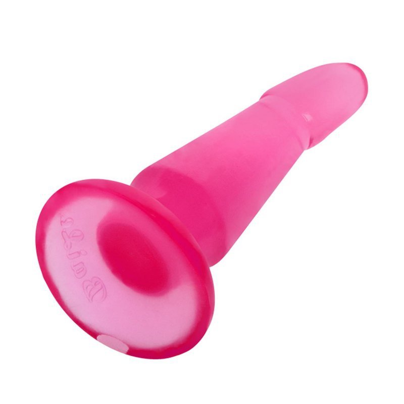 Dildo analne na przyssawce elastyczne różowe krzywe