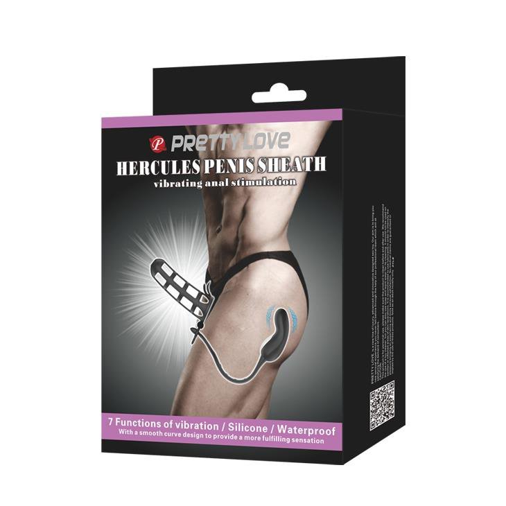 Nakładka na penisa z korkiem analny Pretty Love Hercules Sheath