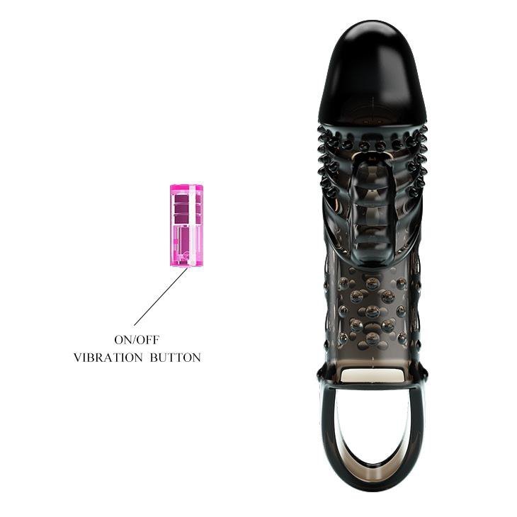 Przedłużka penisa z wibracją i pętlą na jądra 11.5cm / 14cm