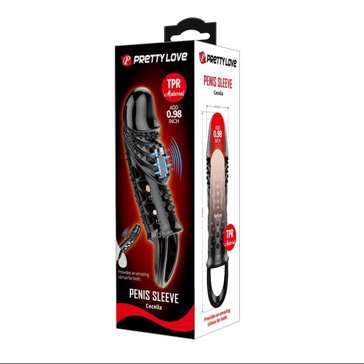 Przedłużka penisa z wibracją i pętlą na jądra 11.5cm / 14cm