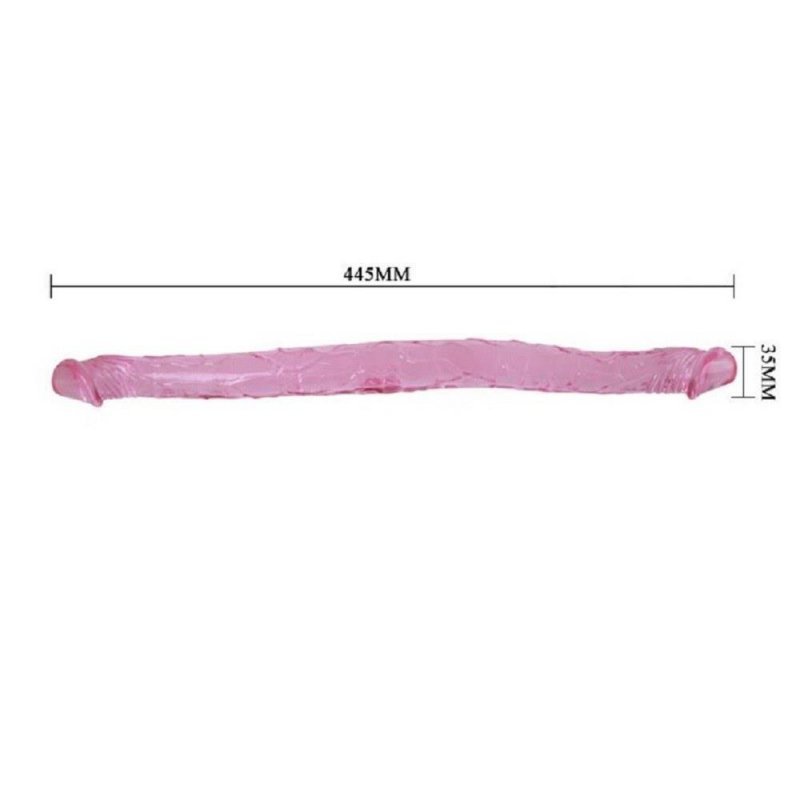 Podwójne elastyczne dildo xxl dla lesbijek różowe 45 cm