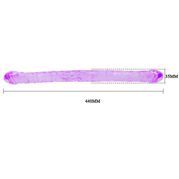 Podwójne elastyczne dildo xxl dla lesbijek fioletowe 45 cm