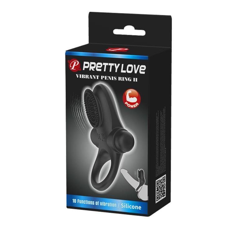 Wibrujący pierścień erekcyjny z masażerem Pretty Love Vibrant Penis Ring II czarny