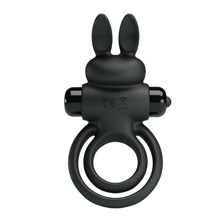 Wibrujący pierścień erekcyjny z króliczkiem Pretty Love Vibrant Penis Ring III czarny
