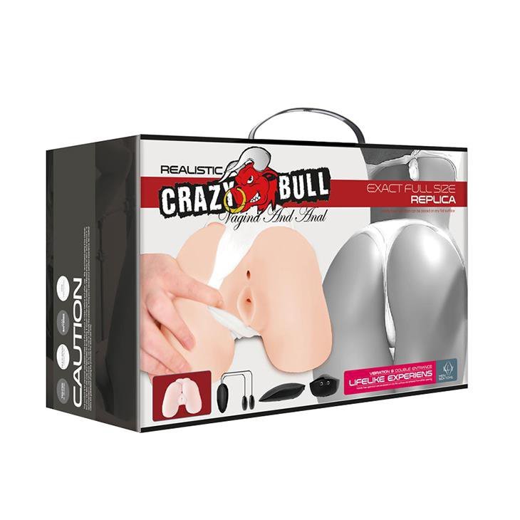 Masturbator sztuczna pochwa + anal z wibracją Crazy Bull
