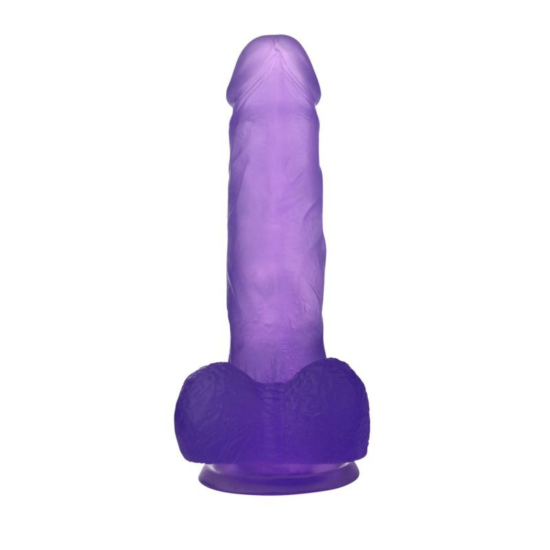 Dildo realne żelowe z jądrami na przyssawce błękietne 19 cm