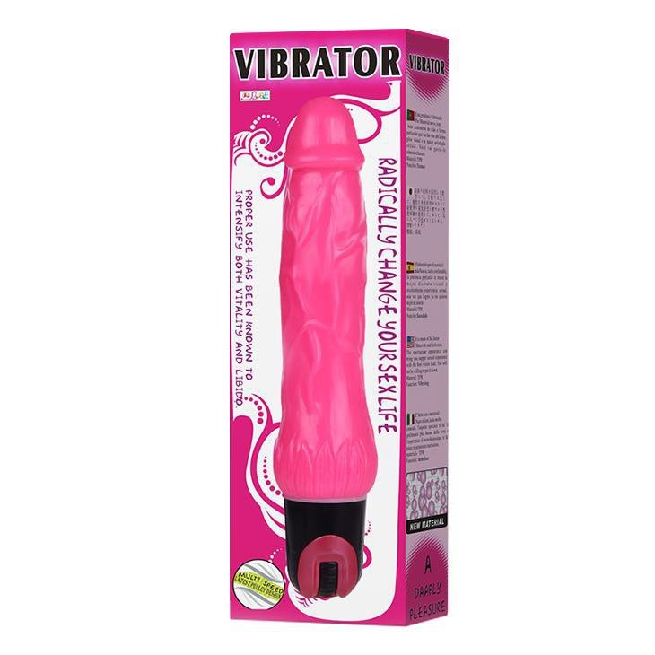 Żylaste wibrujące dildo różowe Baile 24 cm