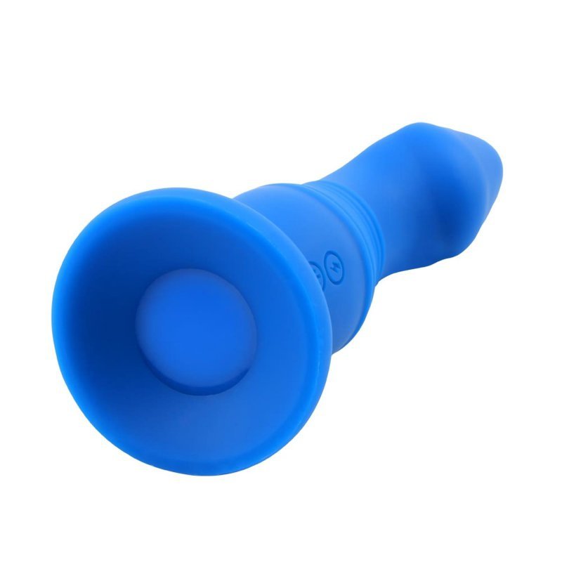 Niebieski wibrator na przyssawce penis Thruster Burst 18cm