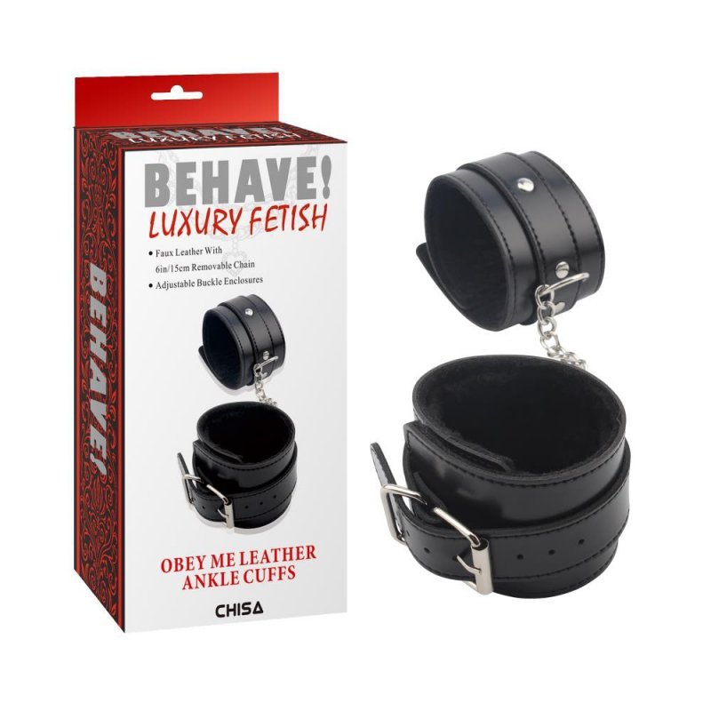 Kajdanki skórzane BDSM Obey Me Leather Ankle Cuffs