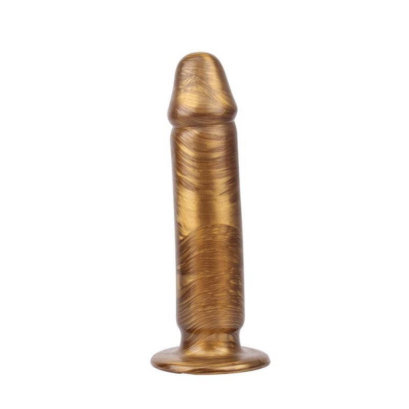 Realistyczne dildo waginalno analne na przyssawce złote