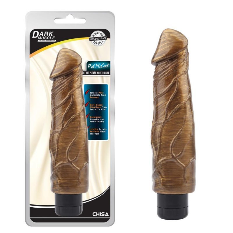 Penis dildo w kolorze brązu wibrator do pochwy i anusa 23,5cm