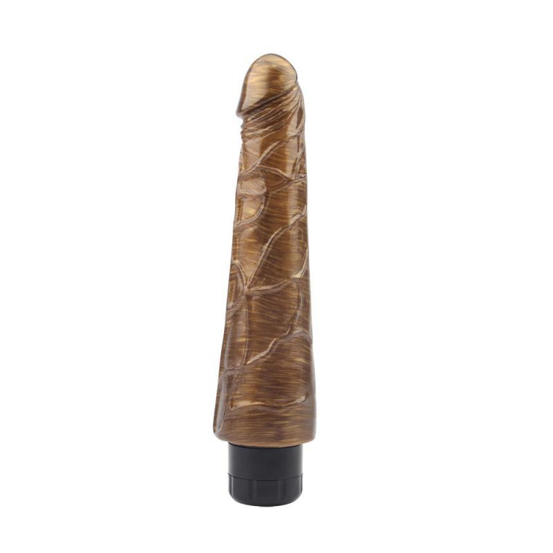 Realistyczne stożkowe dildo wibrujące złote 23 cm