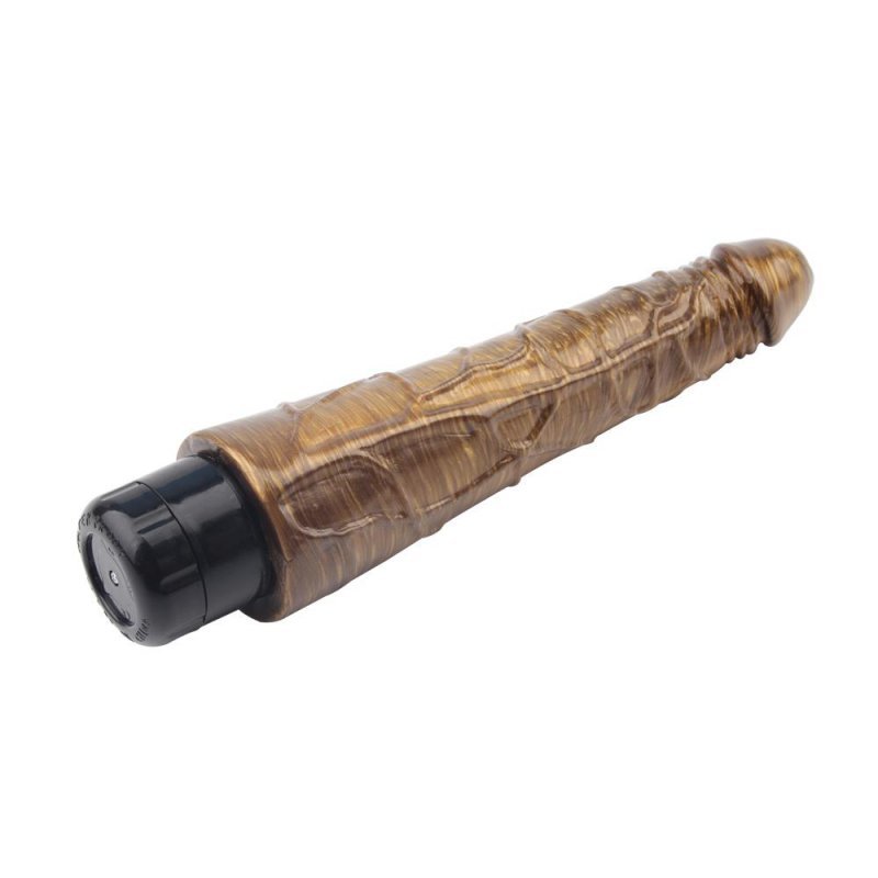 Realistyczne stożkowe dildo wibrujące złote 23 cm
