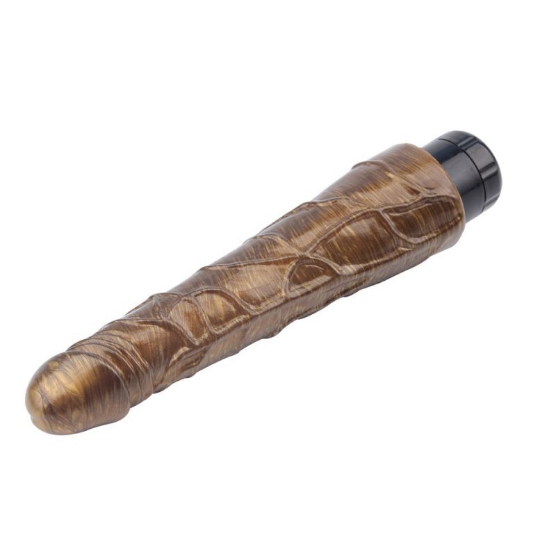 Realistyczne stożkowe dildo wibrujące złote 23 cm