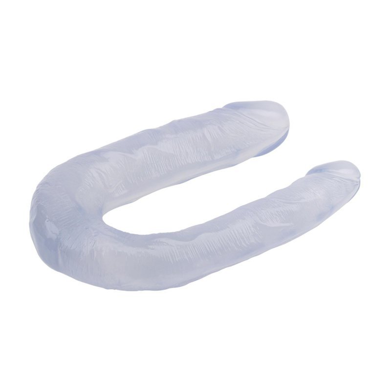 Analno - waginalne podwójne dildo przeźroczyste
