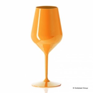 Plastikowy kieliszek do wina summer pomarańczowy 470 ml, 6 szt