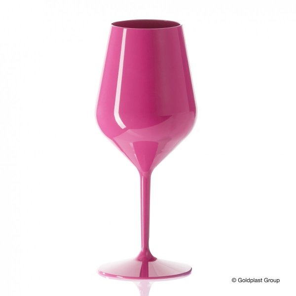 Plastikowy kieliszek do wina summer różowy, 470 ml, 6 szt 