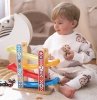 TOOKY TOY Drewniany Tor Zjeżdżania dla Samochodzików + 4 Auta
