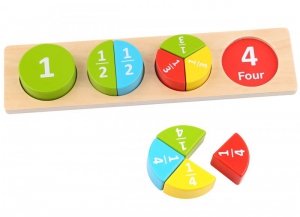 TOOKY TOY Drewniane Puzzle Montessori Edukacyjne Okrągłe Nauka Ułamków Matematyki
