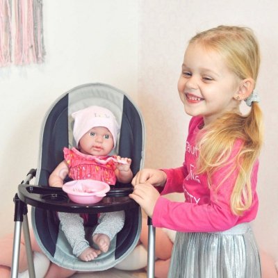 WOOPIE ROYAL Krzesełko do Karmienia 5w1 Zestaw Opiekunka dla Lalki  + Huśtawka Nosidełko