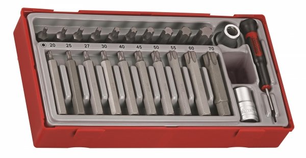 Nasadki trzpieniowe z grotami TX, w zestawie. Z chwytem ?1&quot;. Teng Tools TTTX23
