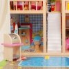 Drewniany domek dla lalek z basenem i mebelkami  + światełka led  ECOTOYS