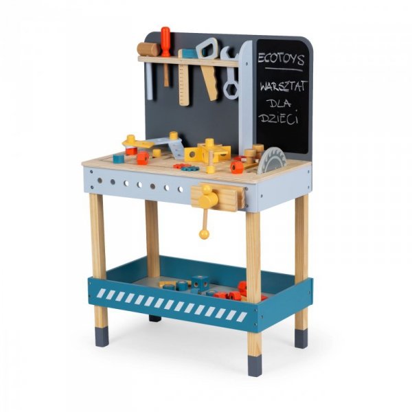 Drewniany warsztat dla dzieci z narzędziami  - 47 elementów  