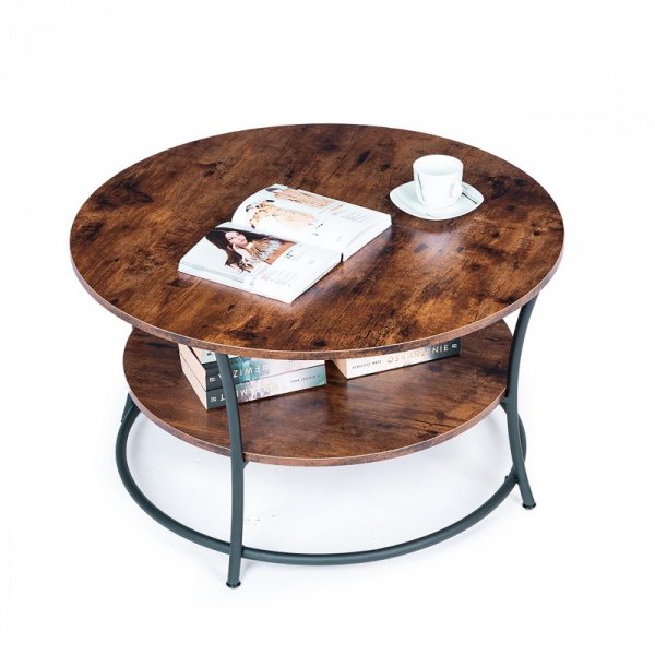 Stolik stół kawowy okrągły ława dwa blaty industrial ModernHome